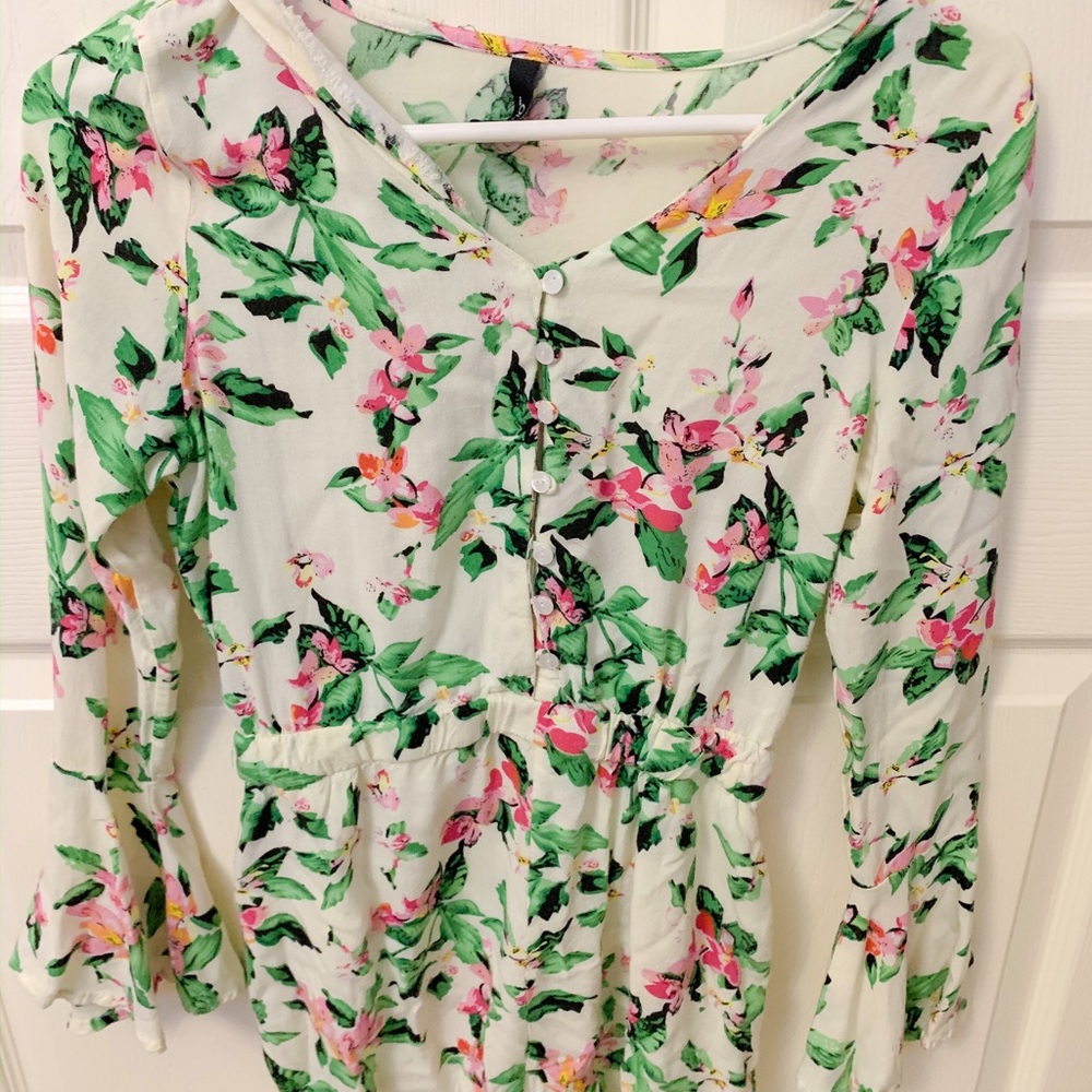 Floral bohemian long sleeve romper